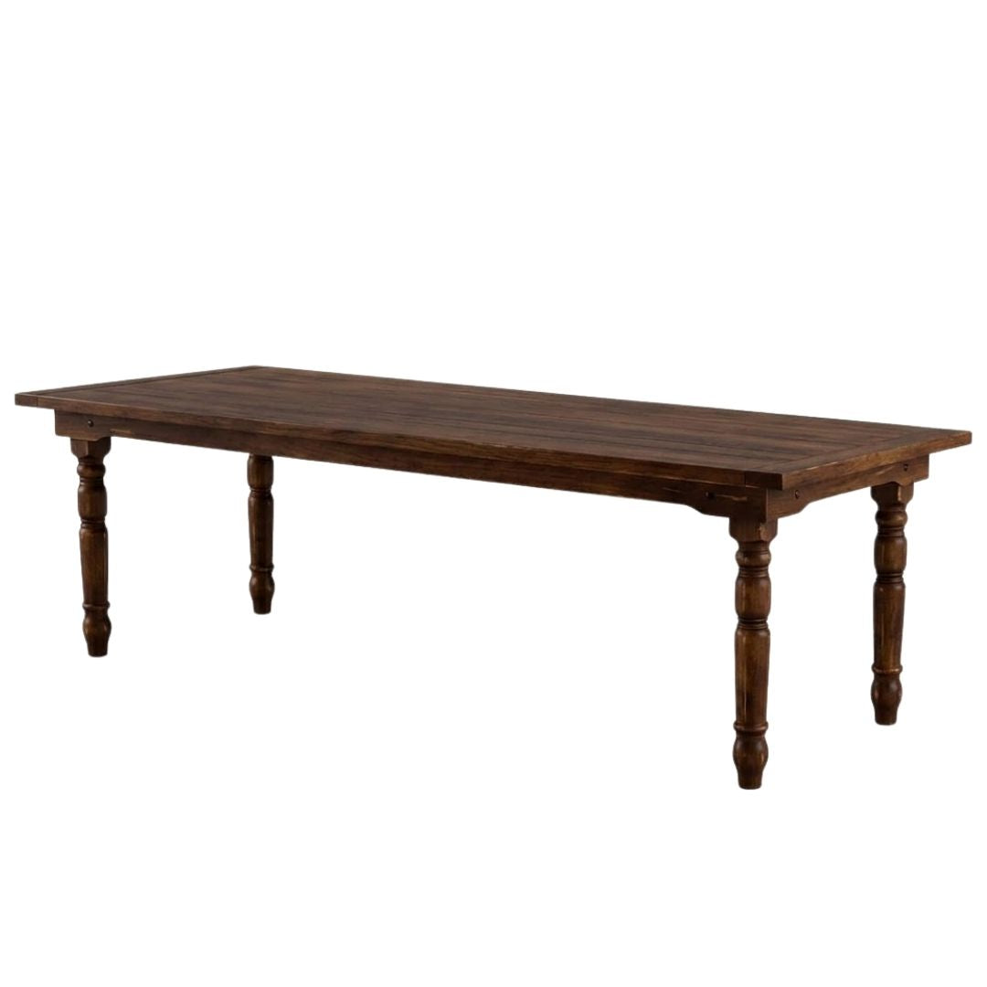 Farmhouse Dining Table 96" x 40" Fruitwood – Solid Pine, Fluted Legs, Seats 8–10 (Dining Room), Image 2