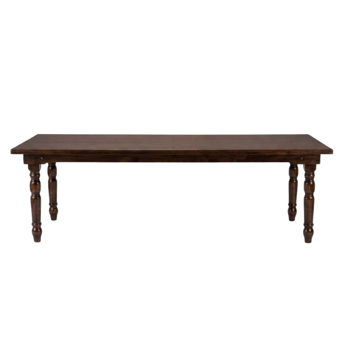 Farmhouse Dining Table 96" x 40" Fruitwood – Solid Pine, Fluted Legs, Seats 8–10 (Dining Room), Image 3