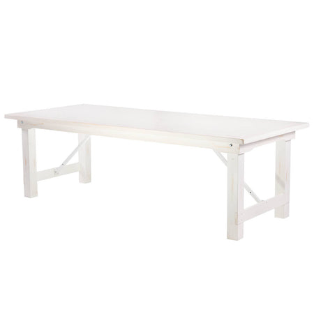 Farmhouse Dining Table 8ft – White Distressed Solid Pine with Folding Legs (Dining Room), Image 2