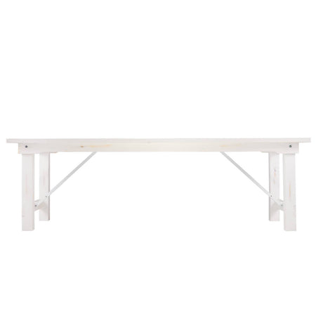 Farmhouse Dining Table 8ft – White Distressed Solid Pine with Folding Legs (Dining Room), Image 3