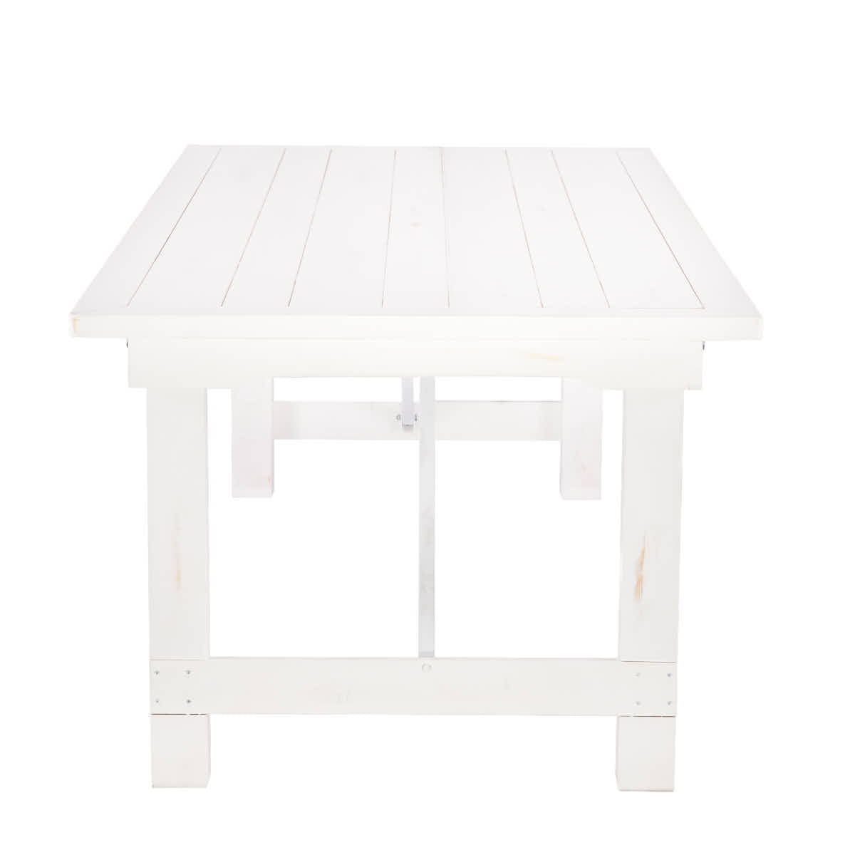 Farmhouse Dining Table 8ft – White Distressed Solid Pine with Folding Legs (Dining Room), Image 4