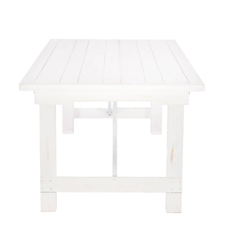 Farmhouse Dining Table 8ft – White Distressed Solid Pine with Folding Legs (Dining Room), Image 4
