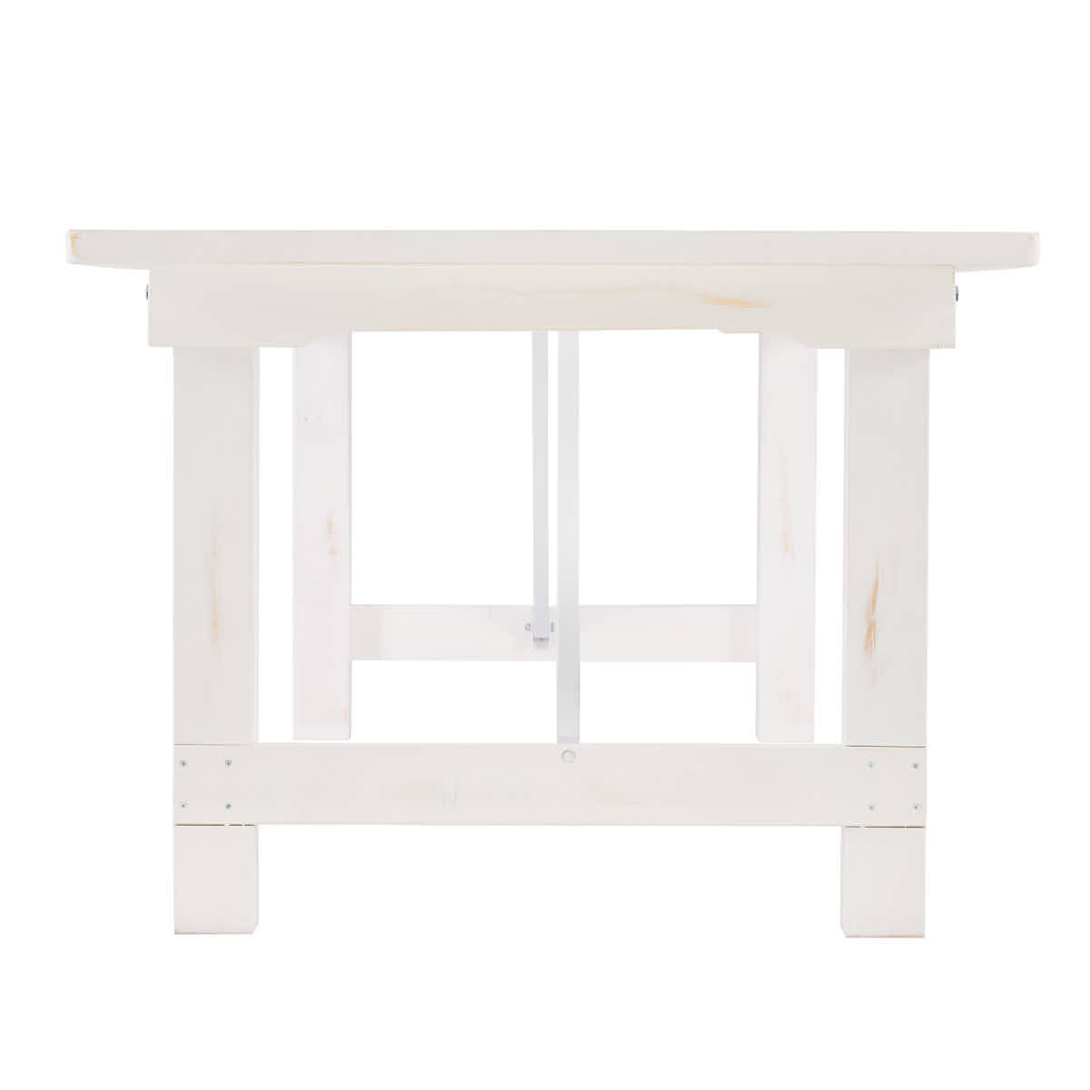 Farmhouse Dining Table 8ft – White Distressed Solid Pine with Folding Legs (Dining Room), Image 5