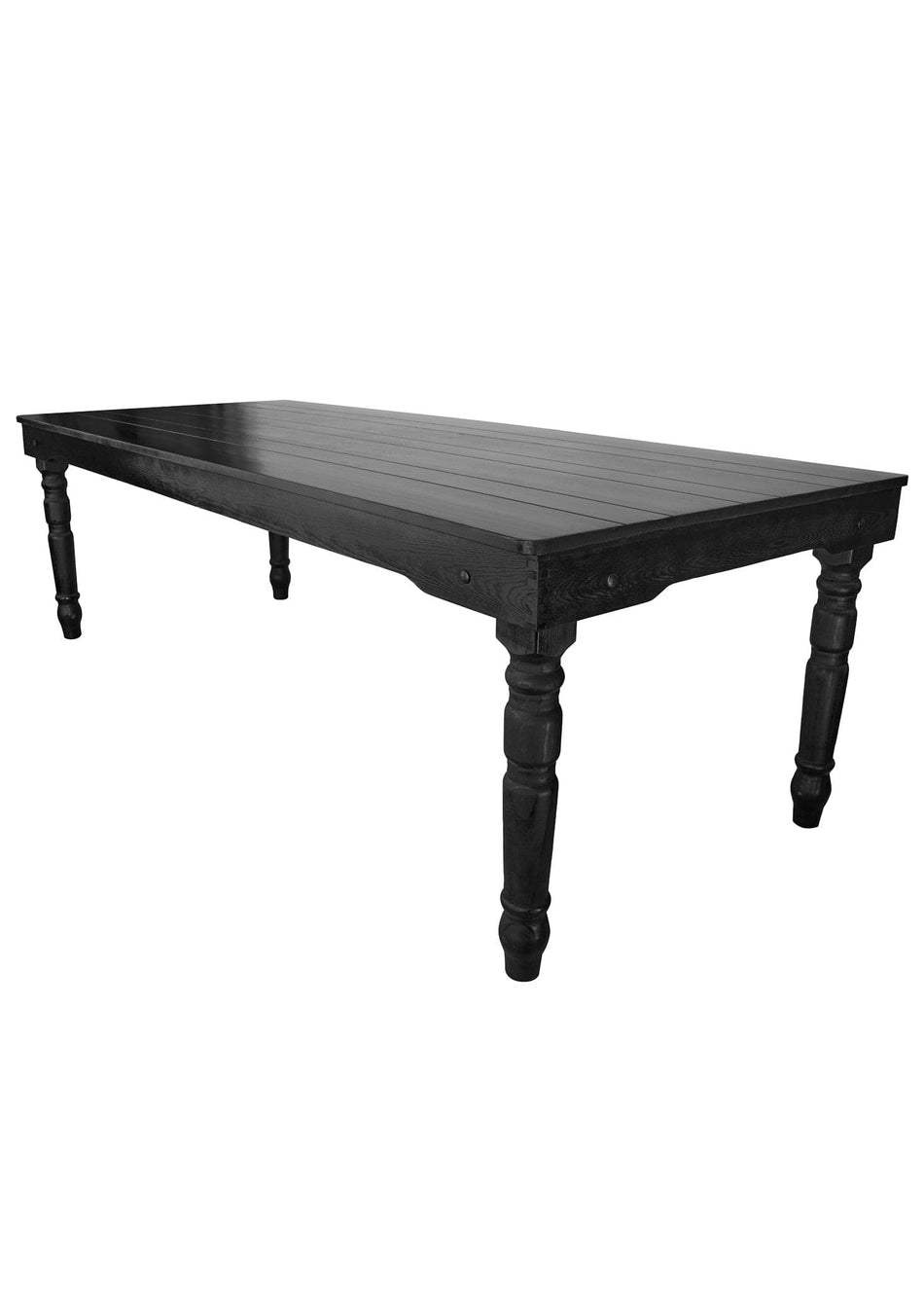 Farmhouse Dining Table 96"x40" Black Fluted-Leg Solid Pine — Dining Room (Seats 8–10)