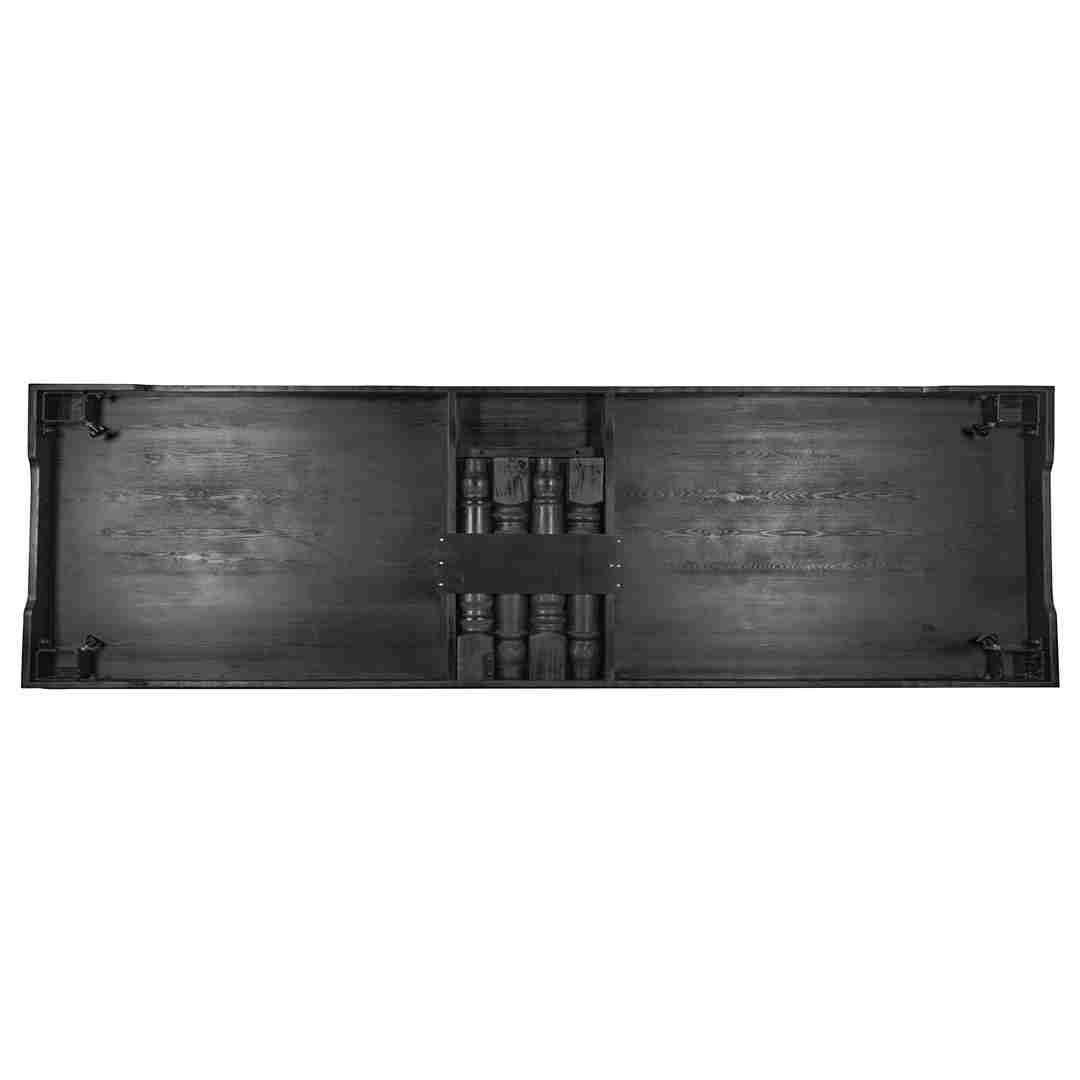 Farmhouse Dining Table 96"x40" Black Fluted-Leg Solid Pine — Dining Room (Seats 8–10), Image 6