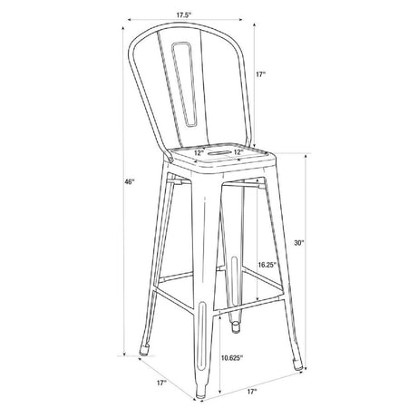 Black Tolix Metal Barstool with Back — 30" Seat Height, Indoor/Outdoor Patio, Image 10