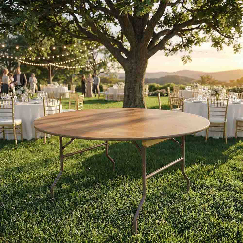 60" Round Vinyl Edge Plywood Folding Banquet Table