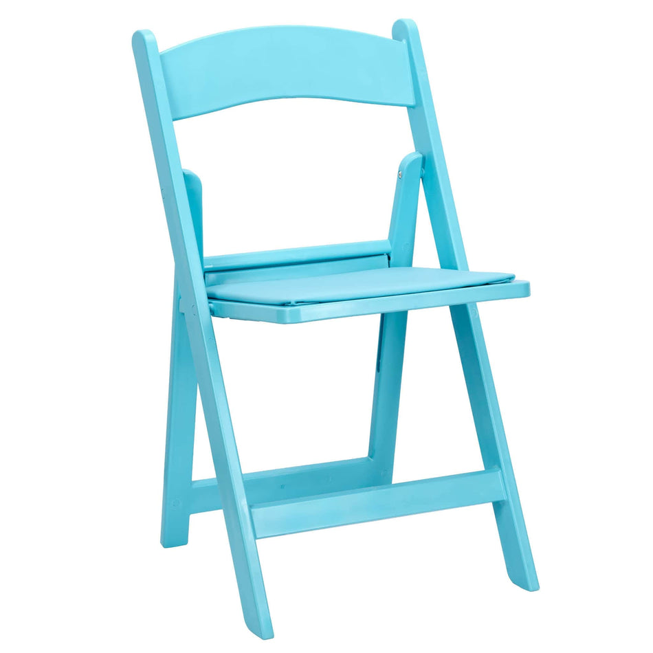 4 Pack Turquoise Resin Folding Chair with Waterproof Padded Seat for Events and Patio Seating