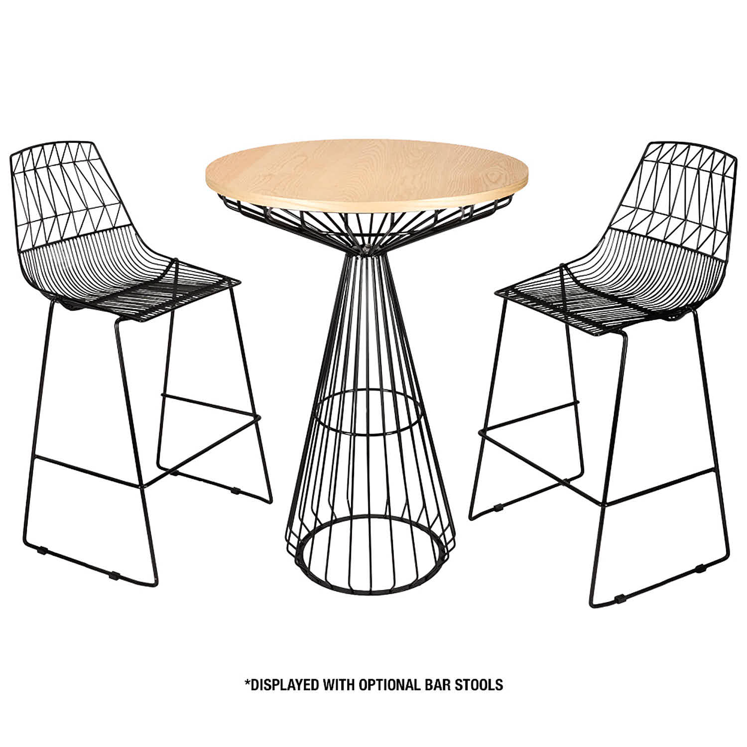32" Natural Oak Top Round Cocktail Table with Black Base, Image 5