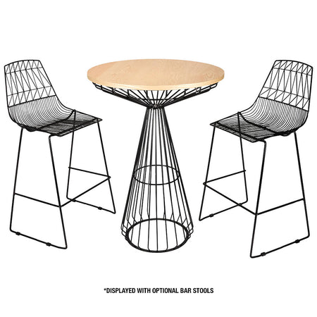 32" Natural Oak Top Round Cocktail Table with Black Base, Image 5