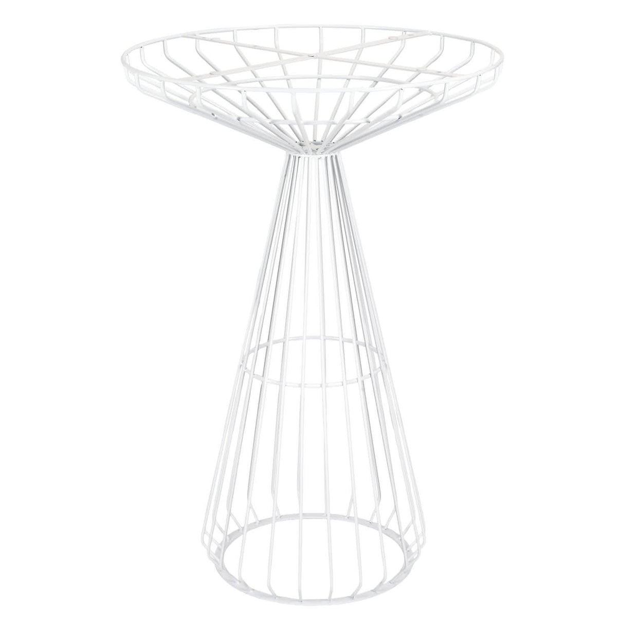 32" Natural Oak Top Round Cocktail Table with White Wire Base, Image 3