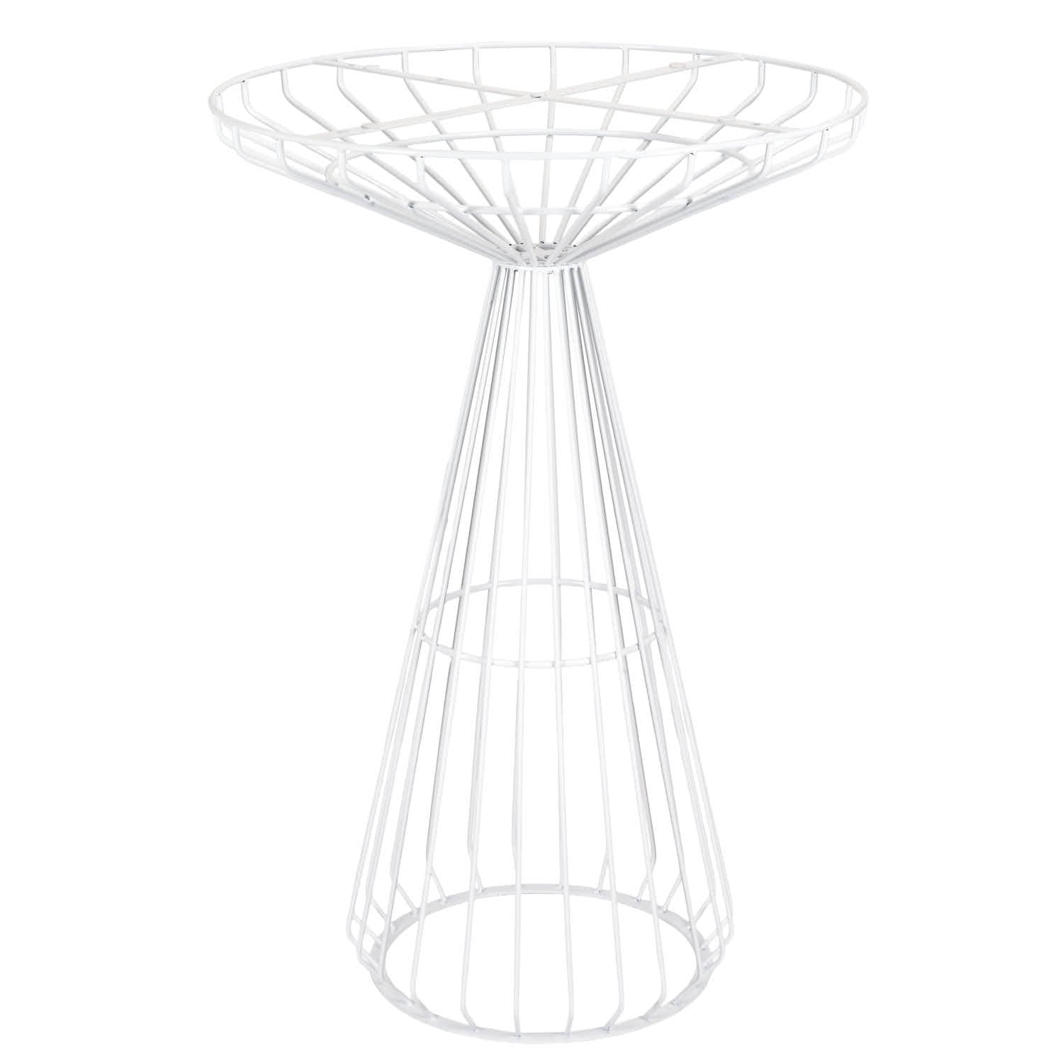 32" Natural Oak Top Round Cocktail Table with White Wire Base, Image 3
