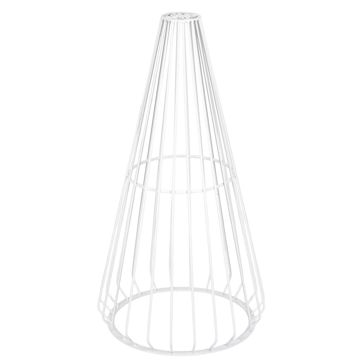 32" Natural Oak Top Round Cocktail Table with White Wire Base, Image 4