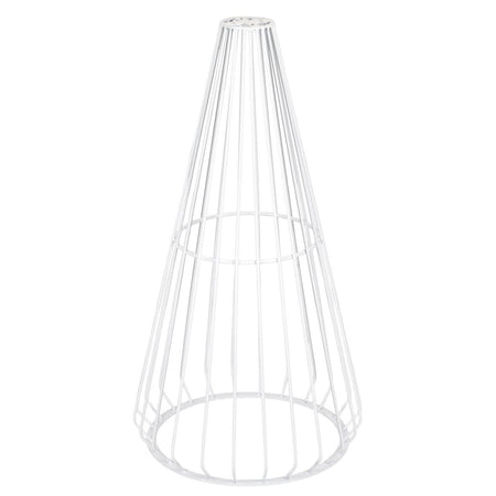 32" Natural Oak Top Round Cocktail Table with White Wire Base, Image 4
