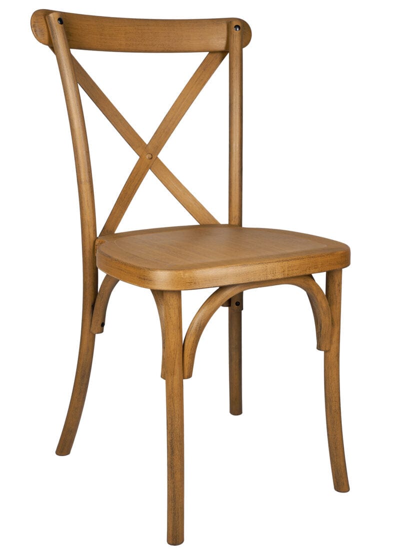 Farmhouse Dining Table Set 96x40" with 10 Cross Back Steel Skeleton Chairs for Kitchen Patio Dining Room, Fluted Legs, Chestnut