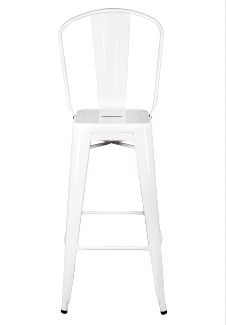 White Tolix Metal Barstool with Back — 30" Seat Height, Indoor/Outdoor (Patio & Kitchen), Image 3
