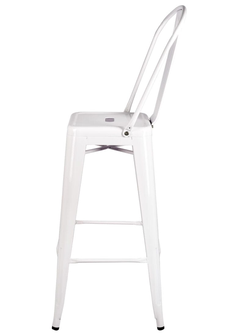 2 Pack White Tolix Metal Bar Stools with Back, Fresh Seating for Coastal Kitchens or Sunrooms, Image 5