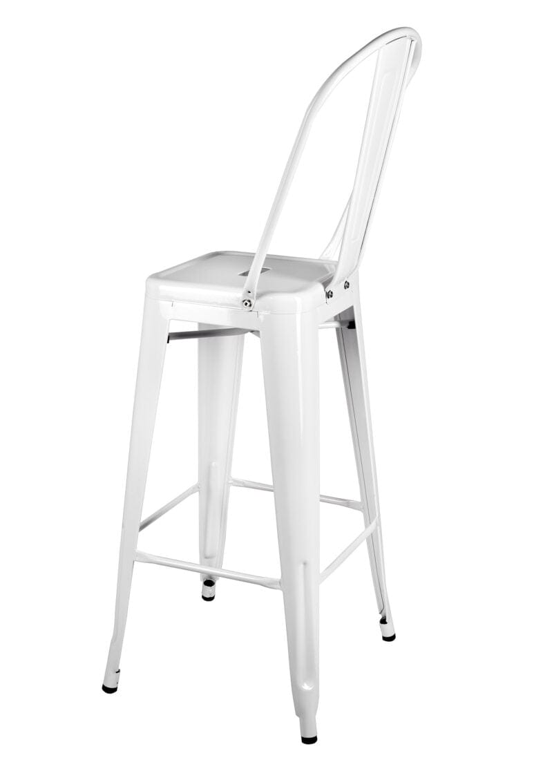 White Tolix Metal Barstool with Back — 30" Seat Height, Indoor/Outdoor (Patio & Kitchen), Image 6