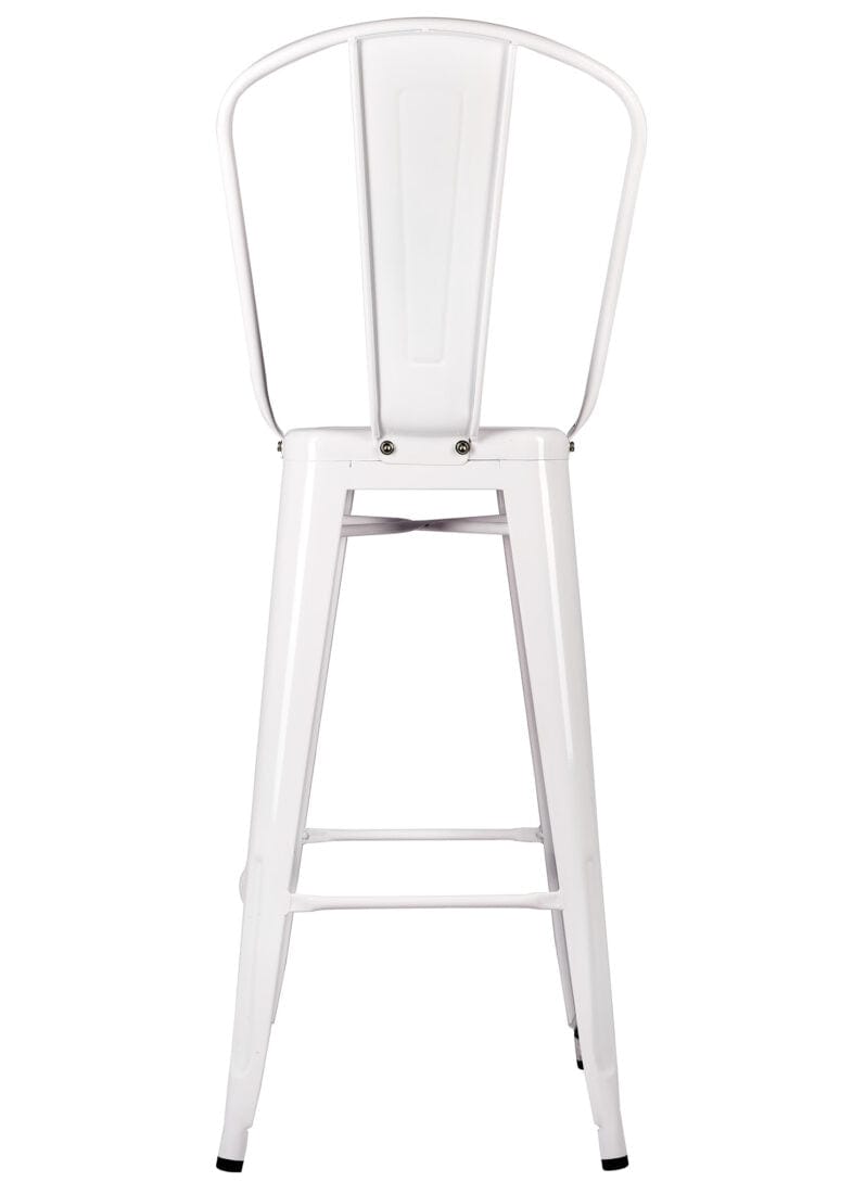 White Tolix Metal Barstool with Back — 30" Seat Height, Indoor/Outdoor (Patio & Kitchen), Image 7