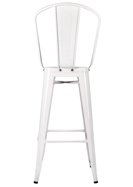 White Tolix Metal Barstool with Back — 30" Seat Height, Indoor/Outdoor (Patio & Kitchen), Image 7