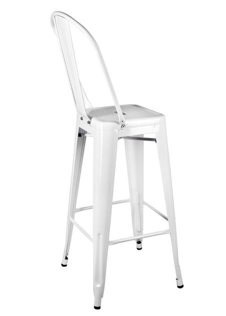 White Tolix Metal Barstool with Back — 30" Seat Height, Indoor/Outdoor (Patio & Kitchen), Image 8