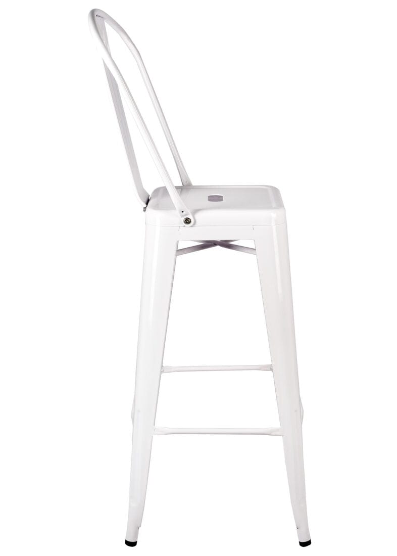 White Tolix Metal Barstool with Back — 30" Seat Height, Indoor/Outdoor (Patio & Kitchen), Image 9