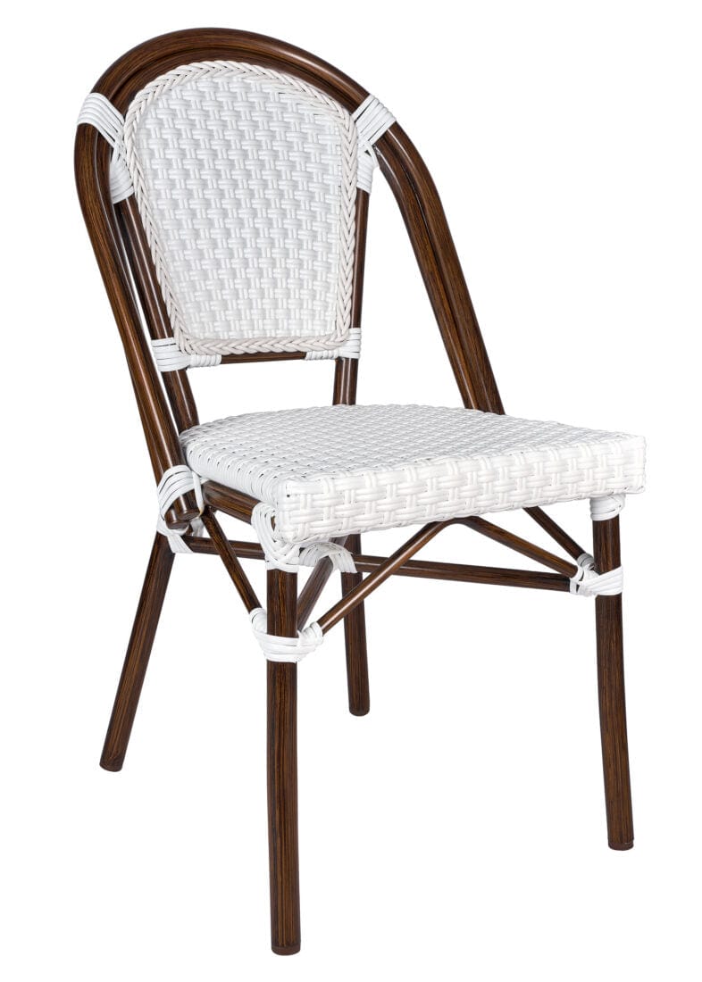 French Bistro 40" Table with Glass Top and 4 Chairs Set, White, Image 3