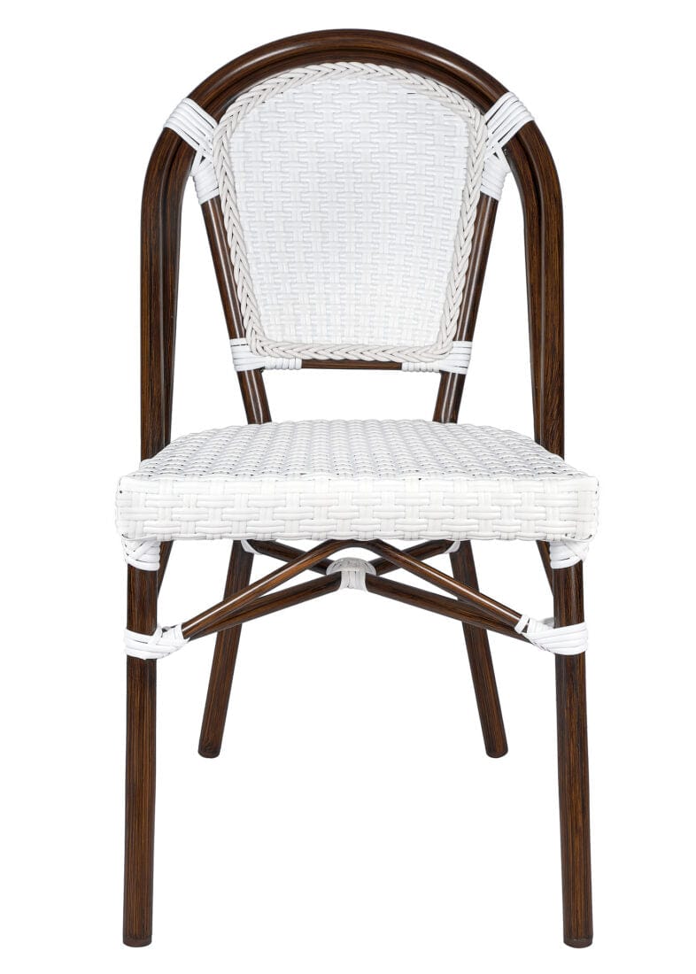 French Bistro 48x36" Table with Glass Top and 4 Chairs Set, White, Image 4