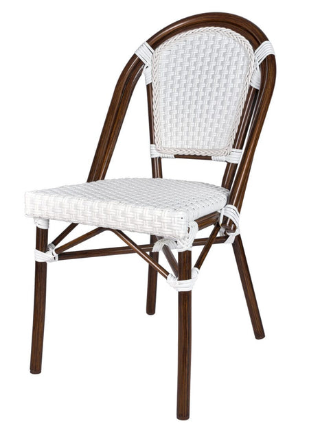 French Bistro 40" Table with Glass Top and 4 Chairs Set, White, Image 5