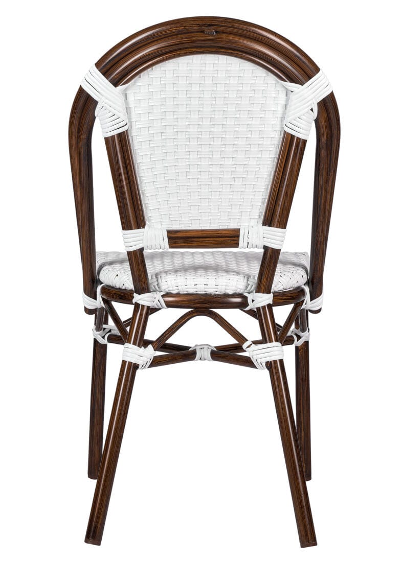 French Bistro 48x36" Table with Glass Top and 4 Chairs Set, White, Image 8