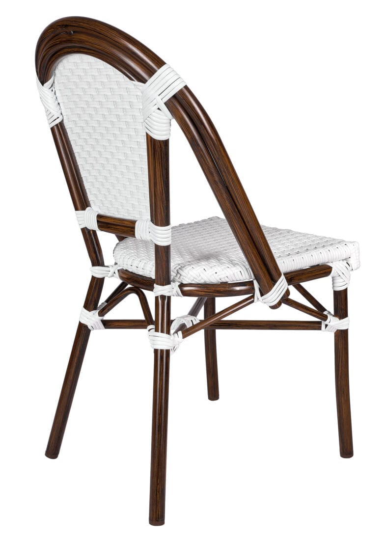 French Bistro 48x36" Table with Glass Top and 4 Chairs Set, White, Image 9