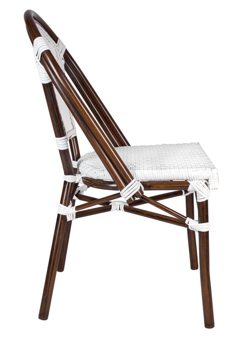 French Bistro 40" Table with Glass Top and 4 Chairs Set, White, Image 10