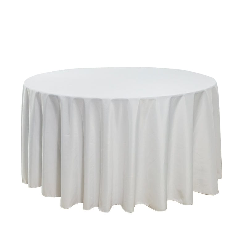 White 5-Pack 120" Round Polyester Tablecloths for Home Dining Kitchen Entertaining Indoor Outdoor, 190gsm