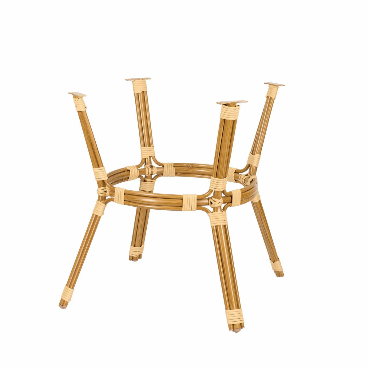 Outdoor Bistro Table 48" x 36" PE Rattan Glass Top — White & Beige | Patio Dining, Image 8