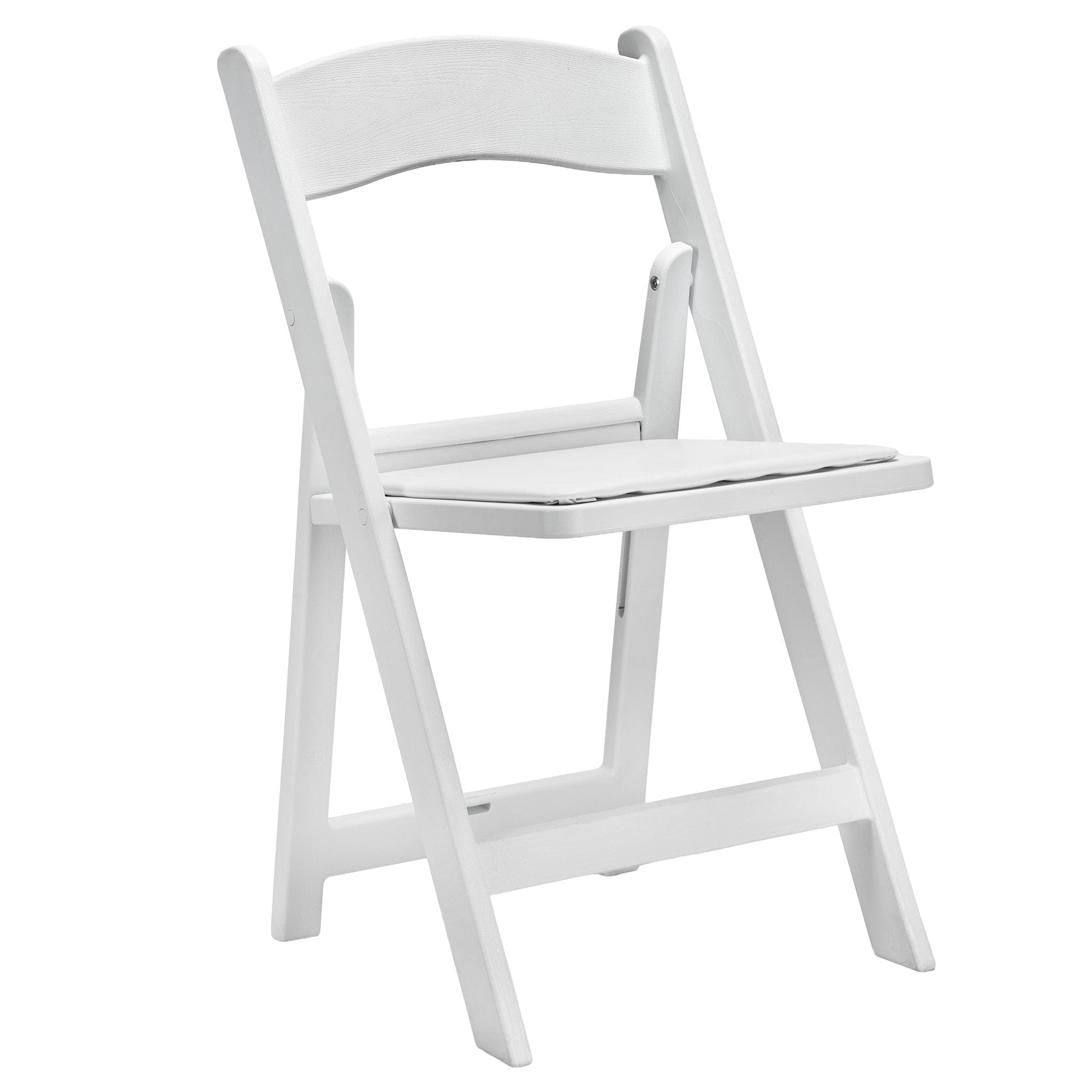 White Woodgrain Resin Folding Chair — Padded Vinyl Seat, Stackable, 850 lb Capacity | Ideal for Patio & Events, Image 2
