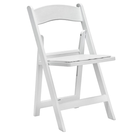 White Woodgrain Resin Folding Chair — Padded Vinyl Seat, Stackable, 850 lb Capacity | Ideal for Patio & Events, Image 2