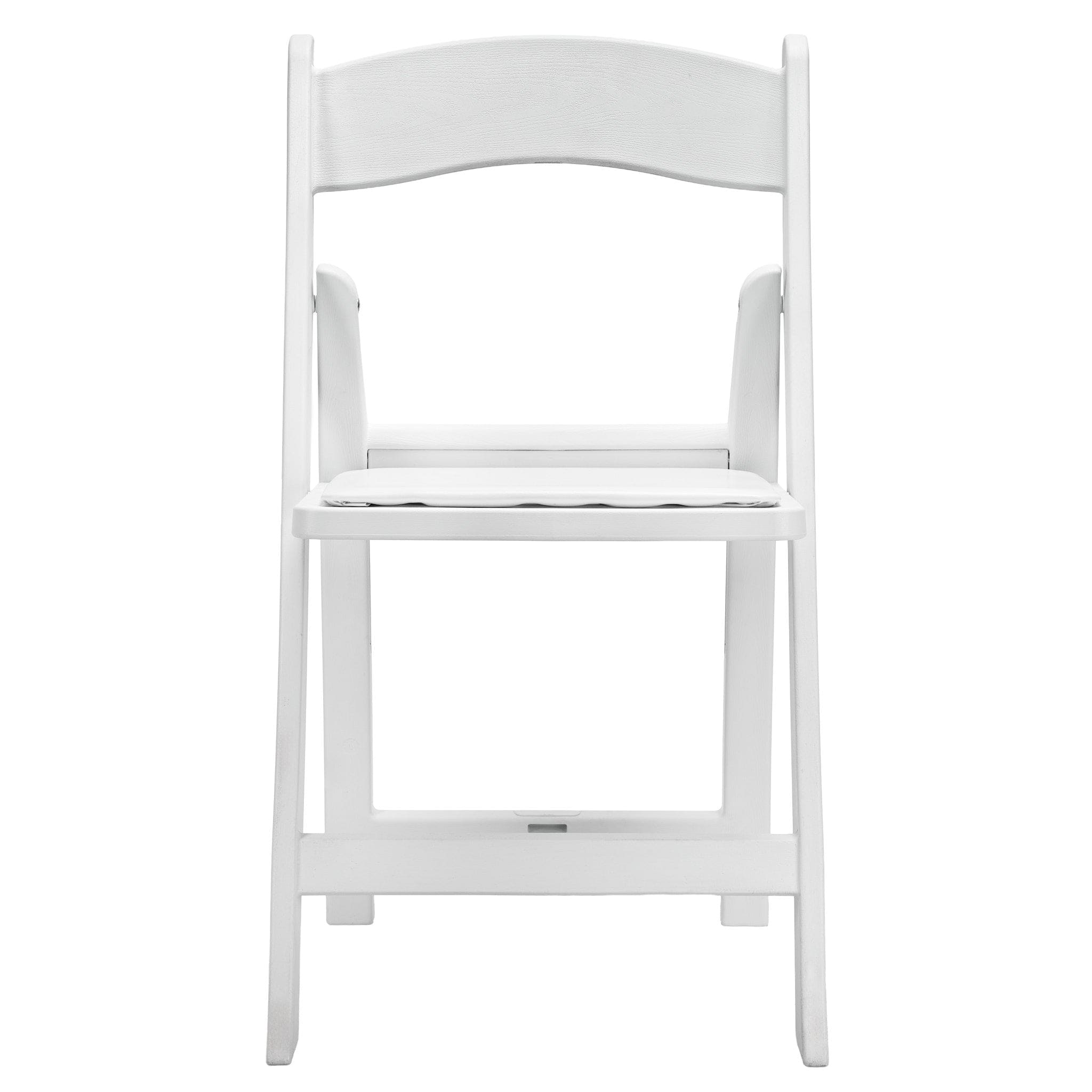 White Woodgrain Resin Folding Chair — Padded Vinyl Seat, Stackable, 850 lb Capacity | Ideal for Patio & Events, Image 4