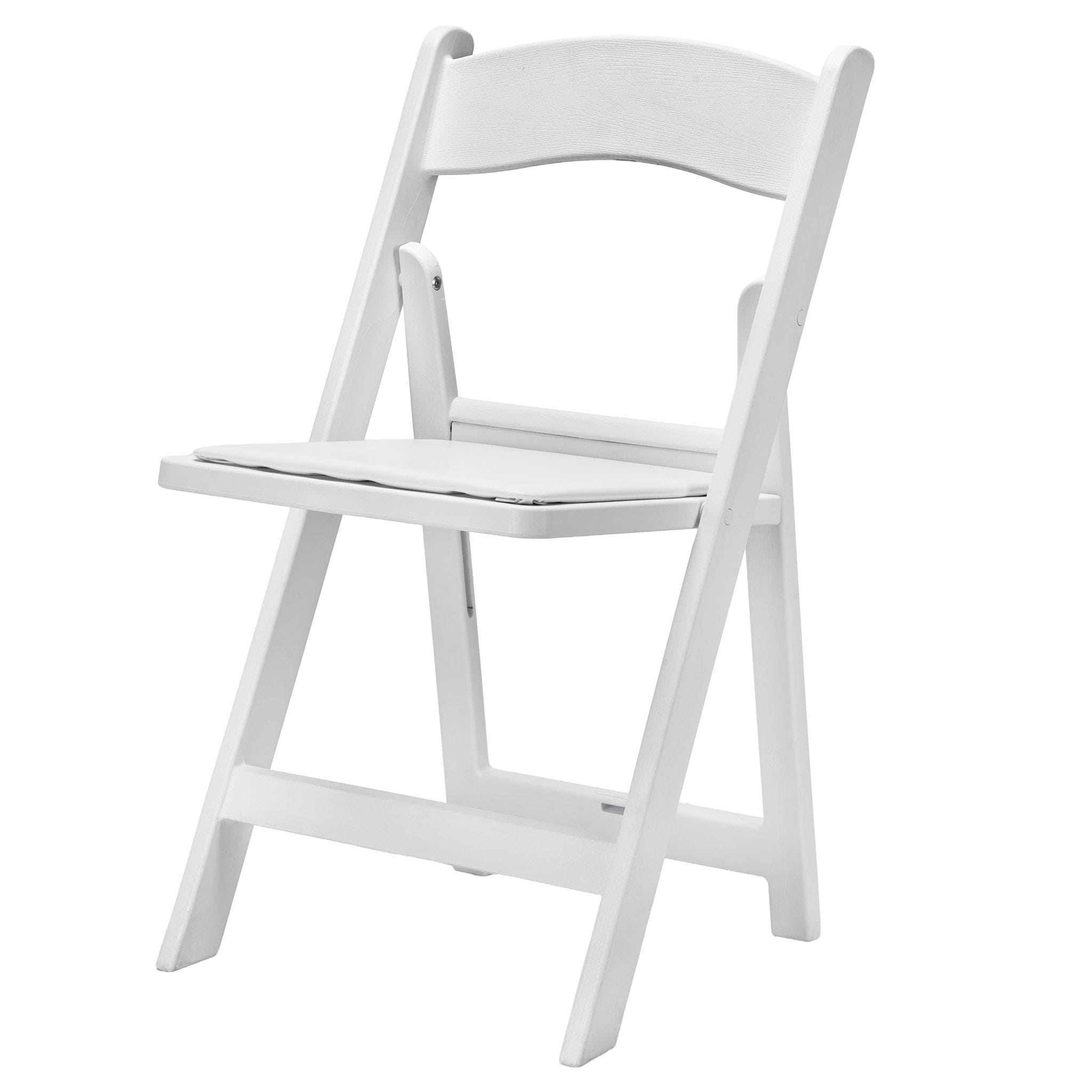White Woodgrain Resin Folding Chair — Padded Vinyl Seat, Stackable, 850 lb Capacity | Ideal for Patio & Events, Image 5