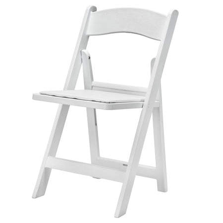 White Woodgrain Resin Folding Chair — Padded Vinyl Seat, Stackable, 850 lb Capacity | Ideal for Patio & Events, Image 5