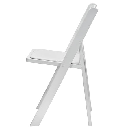 White Woodgrain Resin Folding Chair — Padded Vinyl Seat, Stackable, 850 lb Capacity | Ideal for Patio & Events, Image 6