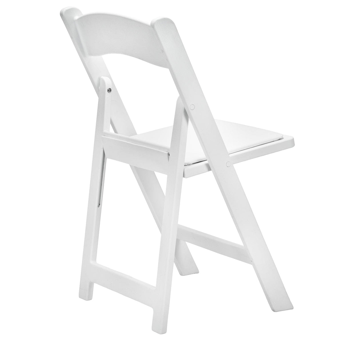 White Woodgrain Resin Folding Chair — Padded Vinyl Seat, Stackable, 850 lb Capacity | Ideal for Patio & Events, Image 9