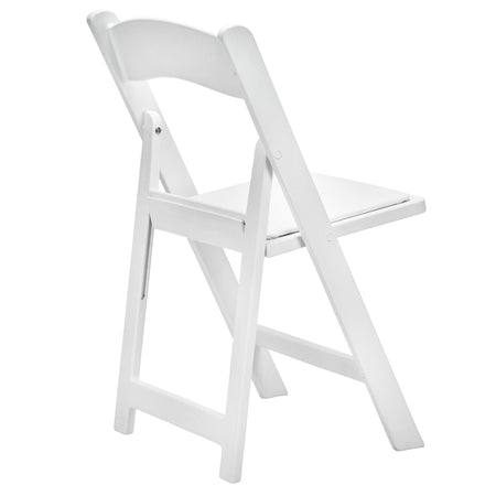 White Woodgrain Resin Folding Chair — Padded Vinyl Seat, Stackable, 850 lb Capacity | Ideal for Patio & Events, Image 9