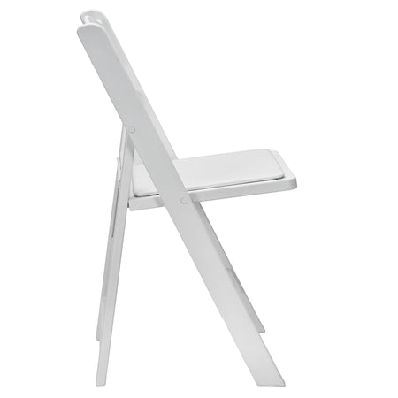 White Woodgrain Resin Folding Chair — Padded Vinyl Seat, Stackable, 850 lb Capacity | Ideal for Patio & Events, Image 10