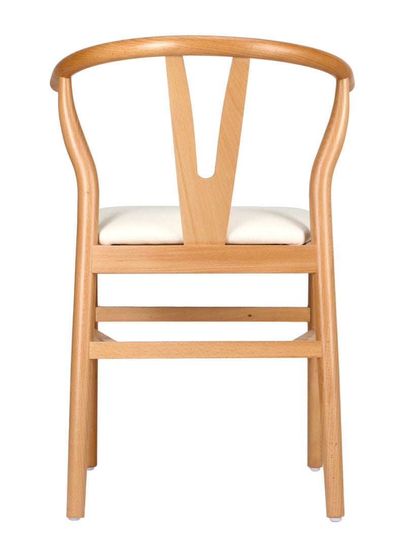 Natural Wood Wishbone Chair with Ivory Tweed Fabric Seat, Image 7