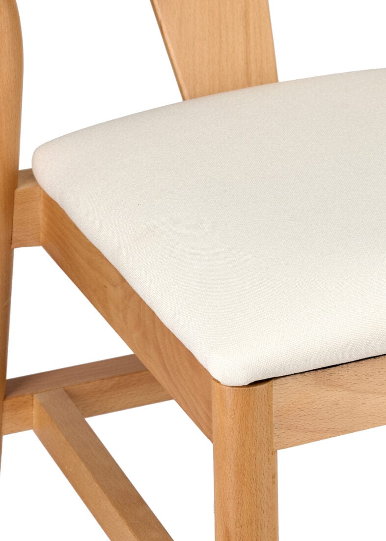 Natural Wood Wishbone Chair with Ivory Tweed Fabric Seat, Image 10