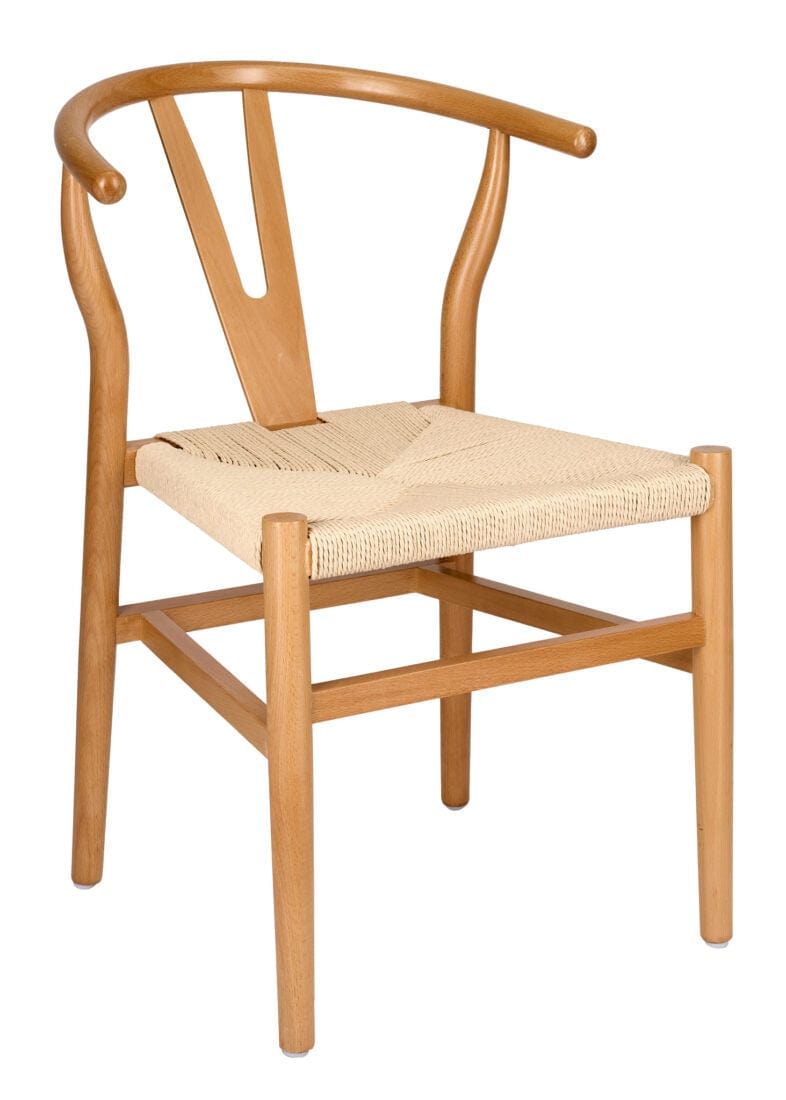 Natural Wood Wishbone Chair with Natural Rope Seat