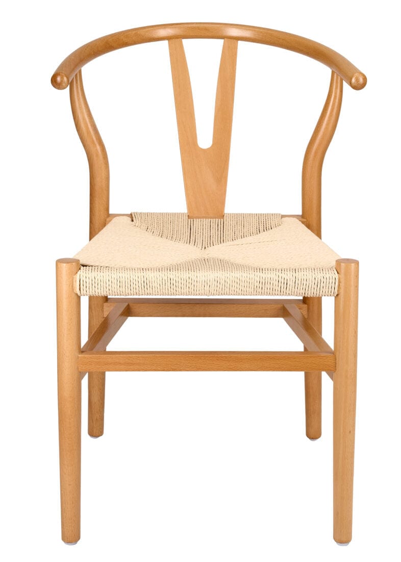 Natural Wood Wishbone Chair with Natural Rope Seat, Image 3