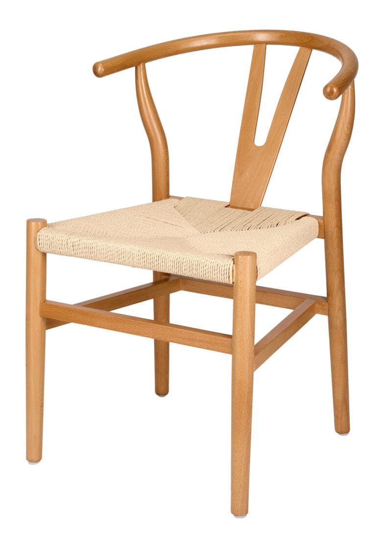 Natural Wood Wishbone Chair with Natural Rope Seat, Image 4