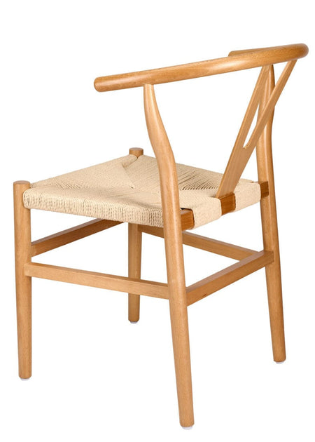 Natural Wood Wishbone Chair with Natural Rope Seat, Image 6