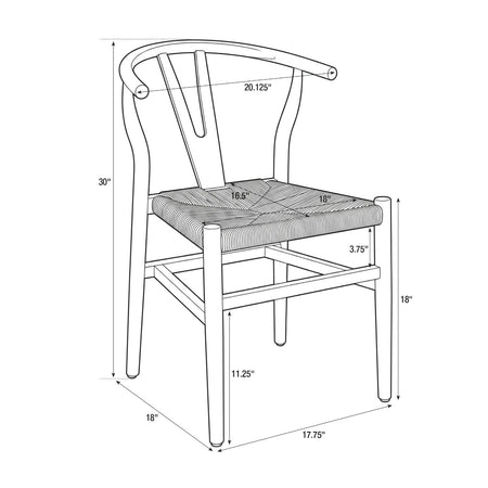 Black Wood Wishbone Chair with Natural Rope Seat, Image 11